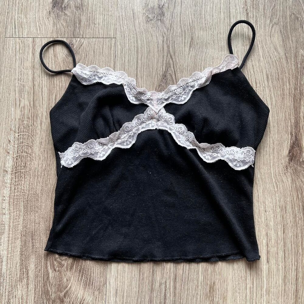 Shein women’s black sexy lace detailing tank top Size XS
